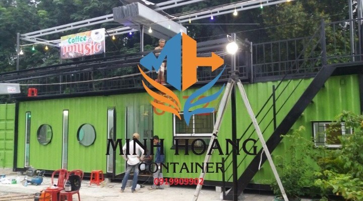 Container Cafe Nguyên Bản 40 Feet không cách nhiệt vách trần - có mái che và sân thượng
